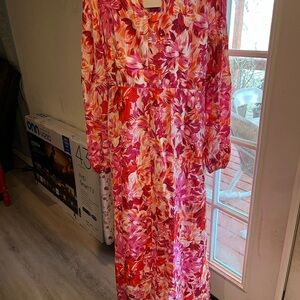 Floral Pink and Orange Women's Dress
